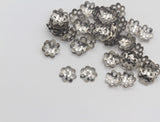 20pcs, 10mm, Alloy Flower Bead Caps in Antique Silver