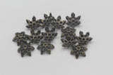 8pcs, 13mm, Alloy Flower Bead Caps in Antique Bronze