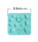 1pc, 89mm x 82mm, Fondant Molds Cake Mould Silicone Square Baking Tools Chocolate Heart Pattern in Mint Green