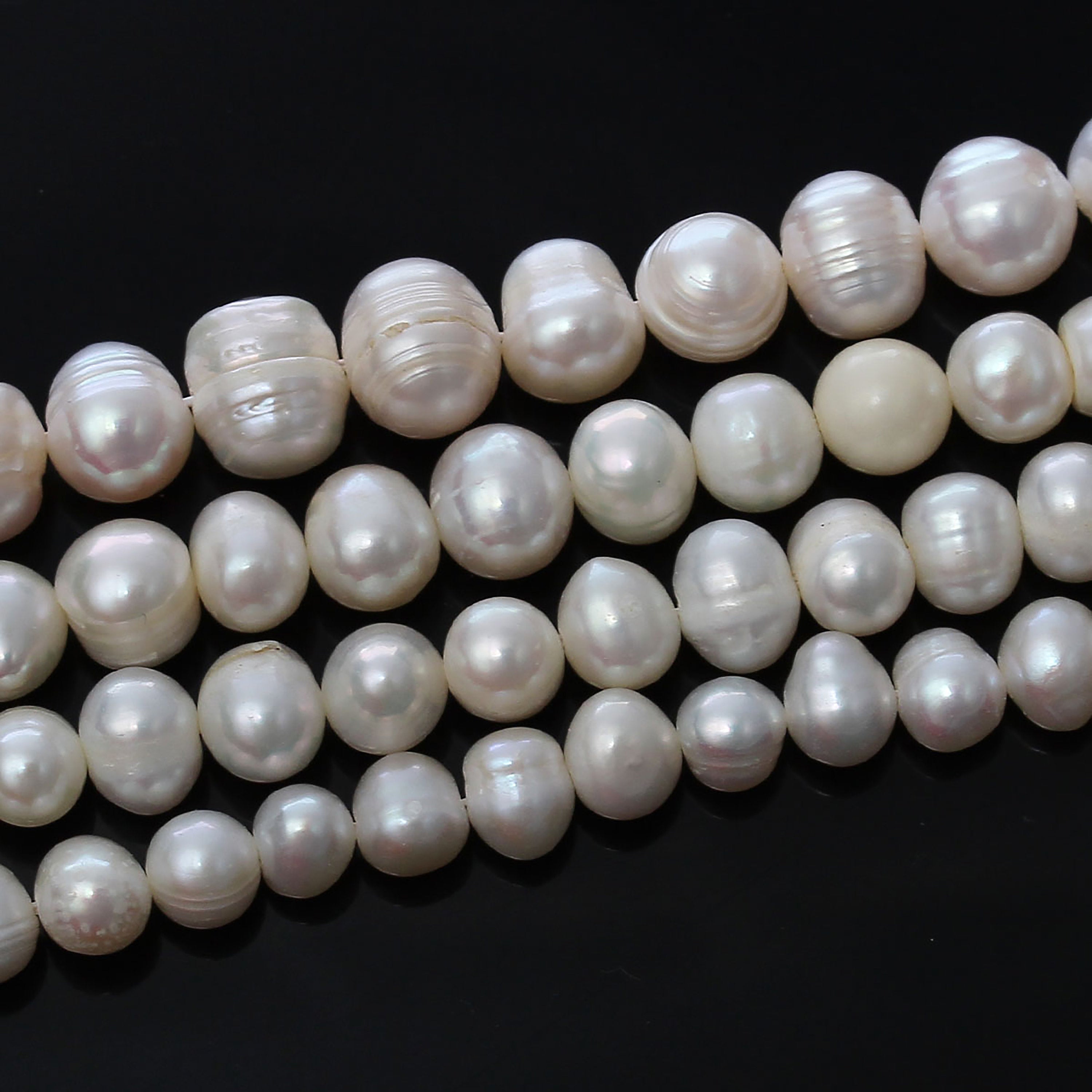1 strand (Approx 45 PCs/Strand) , 9mm x 5mm, Pearl Beads Round in White