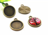 5pcs, 12mm Inner Setting, Lead Free and Nickel Free Zinc Alloy Material Pendant Cabochon in Antique Bronze
