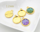 4pcs, 12mm Inner Setting, Lead Free and Nickel Free Zinc Alloy Material Pendant Cabochon in Gold Plating