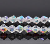 1 strand, 6x6mm, Crystal Glass Faceted Bicone Beads in Clear AB Color