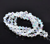 1 strand, 6x6mm, Crystal Glass Faceted Bicone Beads in Clear AB Color