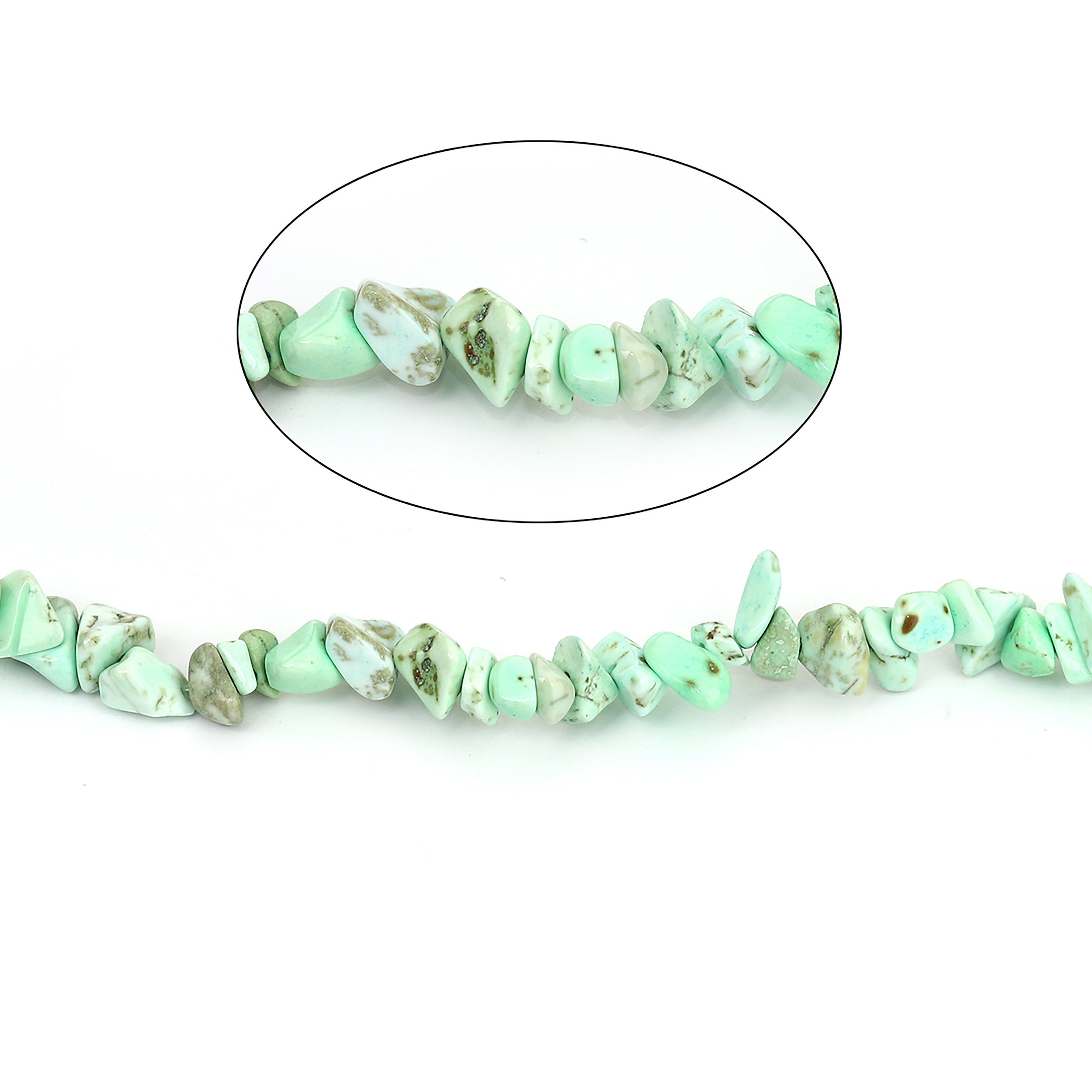 1 strand (84cm long), Approx 13mm x8mm- 6mm x5mm, (Grade B) Synthetic Turquoise ( Dyed ) Beads Irregular Light Green