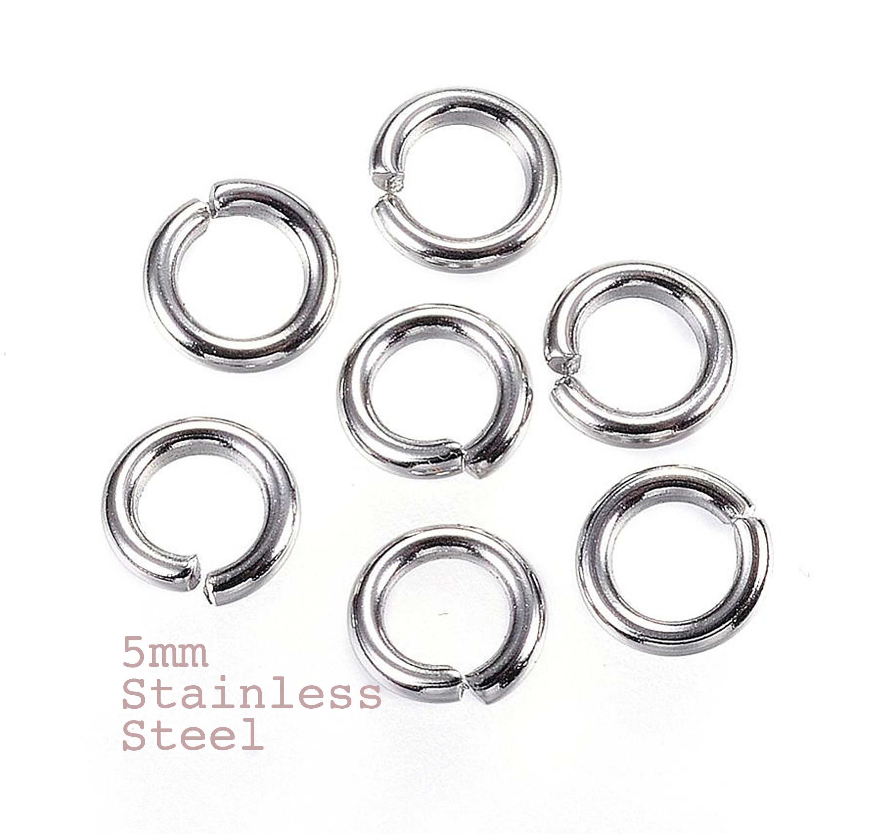 20pcs/ 50pcs/ 100pcs, 5x1mm , 304 Stainless Steel Jump Rings, Close but Unsoldered Jump Rings, in  Stainless Steel Color