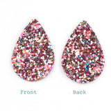 4pcs/6pcs, 39x25x2mm, PU Leather Drop Pendant with Sequins in Multi-colour