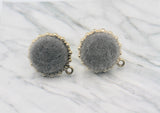 2pcs, 20mm, Fur mink ear stud Components with hook/loop/connector - choose your colour