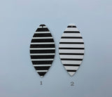4pcs/6pcs, 68x33mm, PU Leather Pendants Leaf Black & White Stripe - Choose your colour