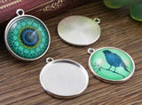 2pcs, 20mm Inner Setting, Lead Free and Nickel Free Zinc Alloy Material Pendant Cabochon in silver