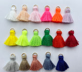 2pcs/4pcs/10pcs, 2cm Cotton Tassel in Gold jump ring II - Choose Your Colour