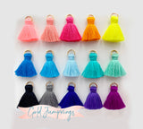 2pcs/4pcs/10pcs, 2cm Cotton Tassel in Gold jump ring - Choose Your Colour