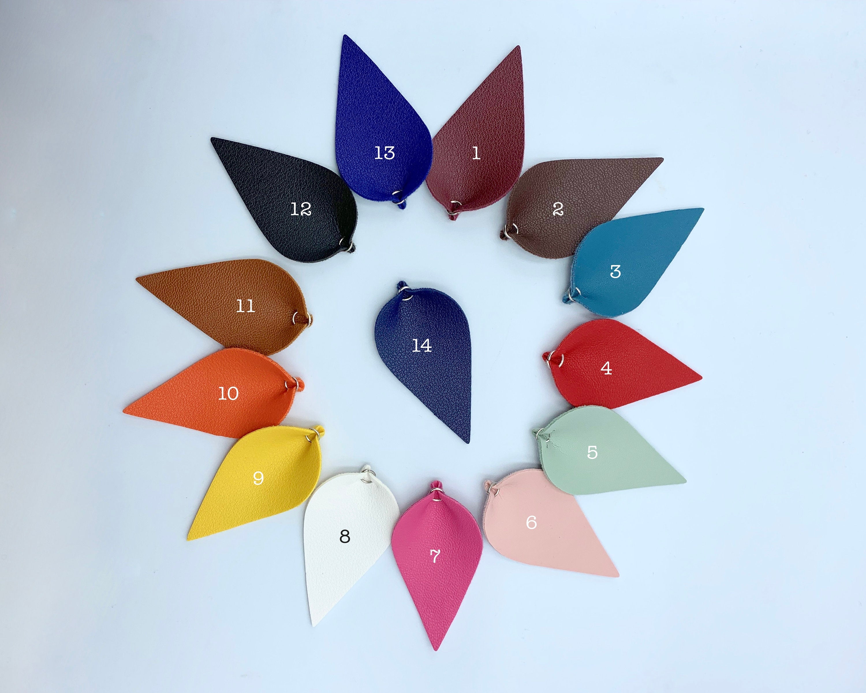 2pcs, 56x38mm, PU Leather Leaf Shaped pendant with Jump ring - choose your colour