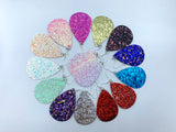 2pcs (1 pair), 56x38mm, Glitter PU Leather Drop Shaped Pendant / Earring - choose your colour