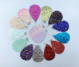 2pcs (1 pair), 56x38mm, Glitter PU Leather Drop Shaped Pendant / Earring - choose your colour