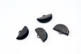 4pcs, 25x12mm/15x12.5mm, Brass Ribbon / Semi Circle Crimp End with Loop  / Crimp Findings in Black