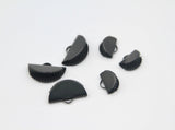 4pcs, 25x12mm/15x12.5mm, Brass Ribbon / Semi Circle Crimp End with Loop  / Crimp Findings in Black