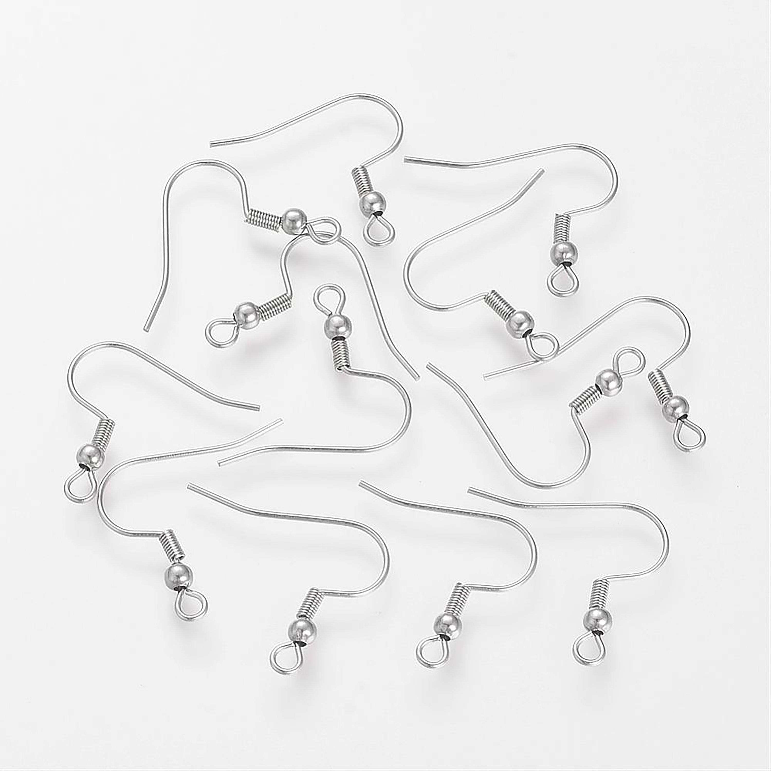 50pcs (25 pairs), 21x21x3mm, 304 Stainless Steel Earring Hooks in Stainless Steel Colour