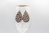 2pcs, 56x38mm, PU Leather Drop Shaped Earrings in leopard print