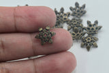 8pcs, 13mm, Alloy Flower Bead Caps in Antique Bronze