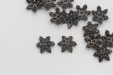 8pcs, 13mm, Alloy Flower Bead Caps in Antique Bronze