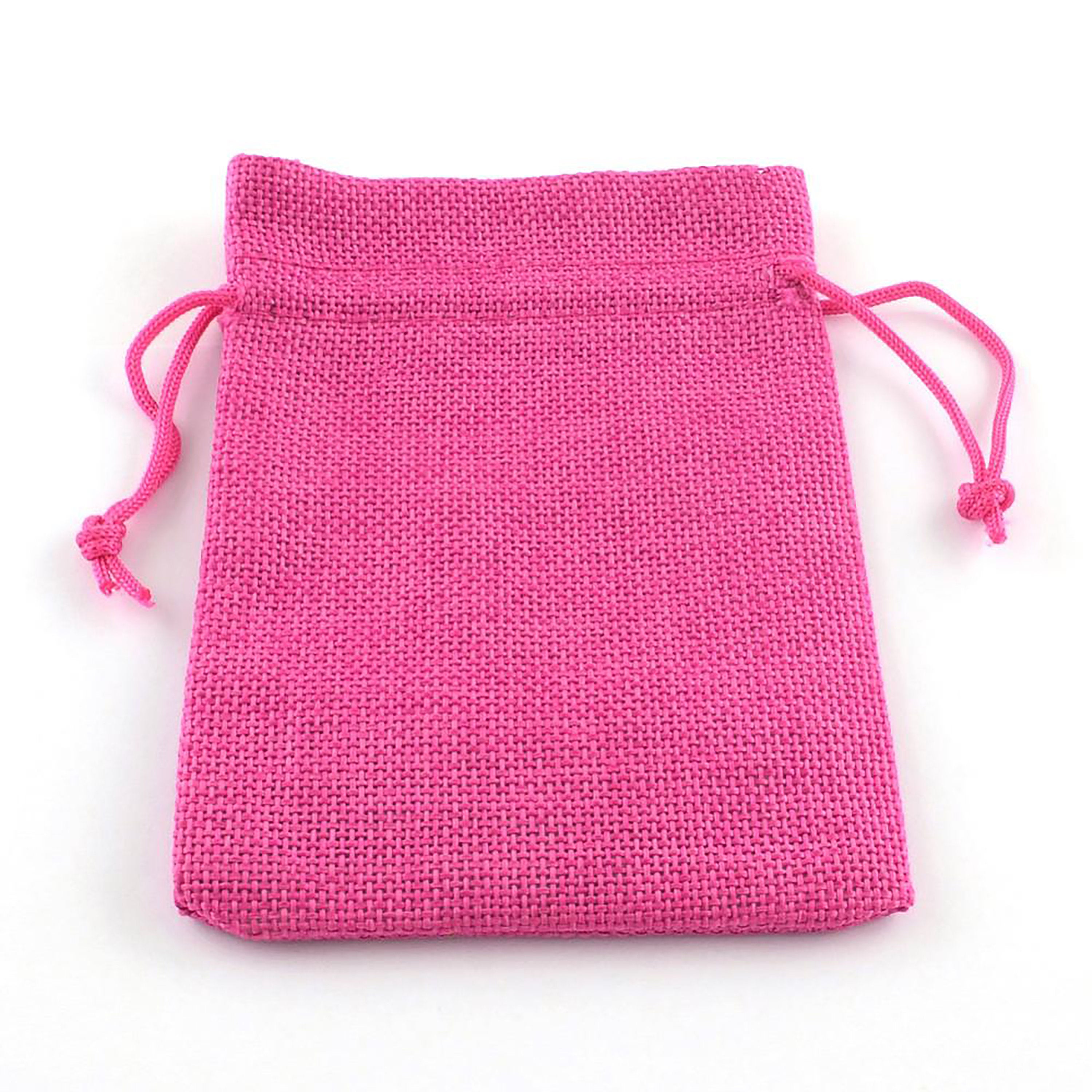 1pack (2pcs/pack), 23x17cm, Big Burlap Packing Pouches Drawstring Bag in DeepPink