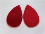 2pcs/4pcs, 60mmx40mm, Faux Fur Fabric Drop Shaped Die Cut / Pendant in Red Wine