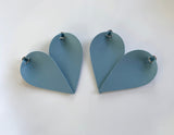 2pcs, 56x38mm, PU Leather Leaf Shaped pendant with Jump ring in Steel Blue
