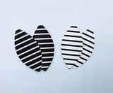 4pcs/6pcs, 68x33mm, PU Leather Pendants Leaf Black & White Stripe - Choose your colour