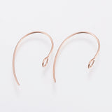4pcs (2pairs), 25x14x4mm, 304 Stainless Steel Earring Hooks, Ear Wire, Ear Wire in Rose Gold