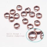 20pcs/50pcs/100pcs, 5x0.7mm, Iron Double Loops Jump Rings Split Rings, in Red Copper