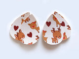 2pcs/4pcs, 60mmx40mm, PU Leather / Faux Leather Drop Shaped Die Cut / Pendant in Reindeer Prints I