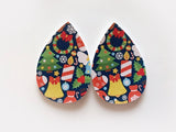 2pcs/4pcs, 60mmx40mm, PU Leather / Faux Leather Drop Shaped Die Cut / Pendant in Christmas Theme Gifts Prints