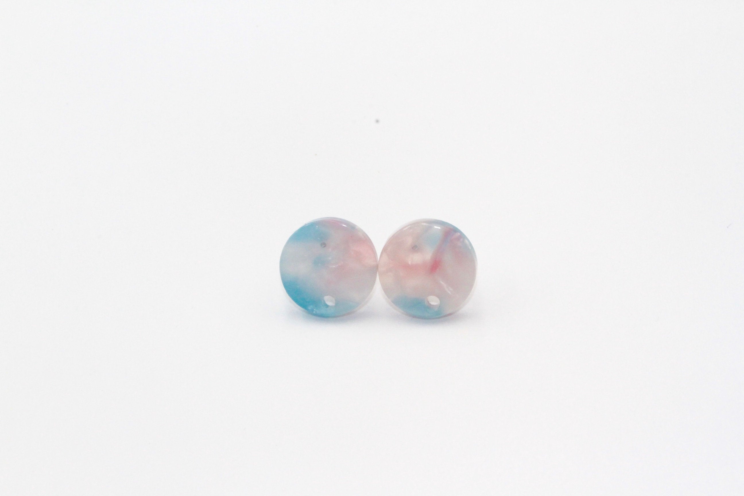 2/4/10pcs, 12mm, Acetic Resin Ear Studs in Sky Blue and Pink