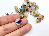 1pair (2pcs) / 2pairs(4pcs), 12mm, Acetic Resin Ear Studs in Dark Blue, Fuchsia, Yellow and White