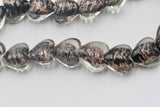 4pcs, Approx 20mm , Foil Lampwork Glass Beads Heart Shaped in Black and Gold