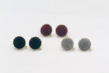 2pcs, 20mm, Fur mink ear stud Components with hook/loop/connector - choose your colour