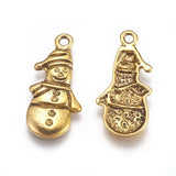 10pcs , 25x13x2mm, Tibetan Style Alloy Pendants, Lead Free and Cadmium Free, Christmas, Snowman in Antique Golden