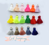 2pcs/4pcs/10pcs, 2cm Cotton Tassel in Gold jump ring II - Choose Your Colour