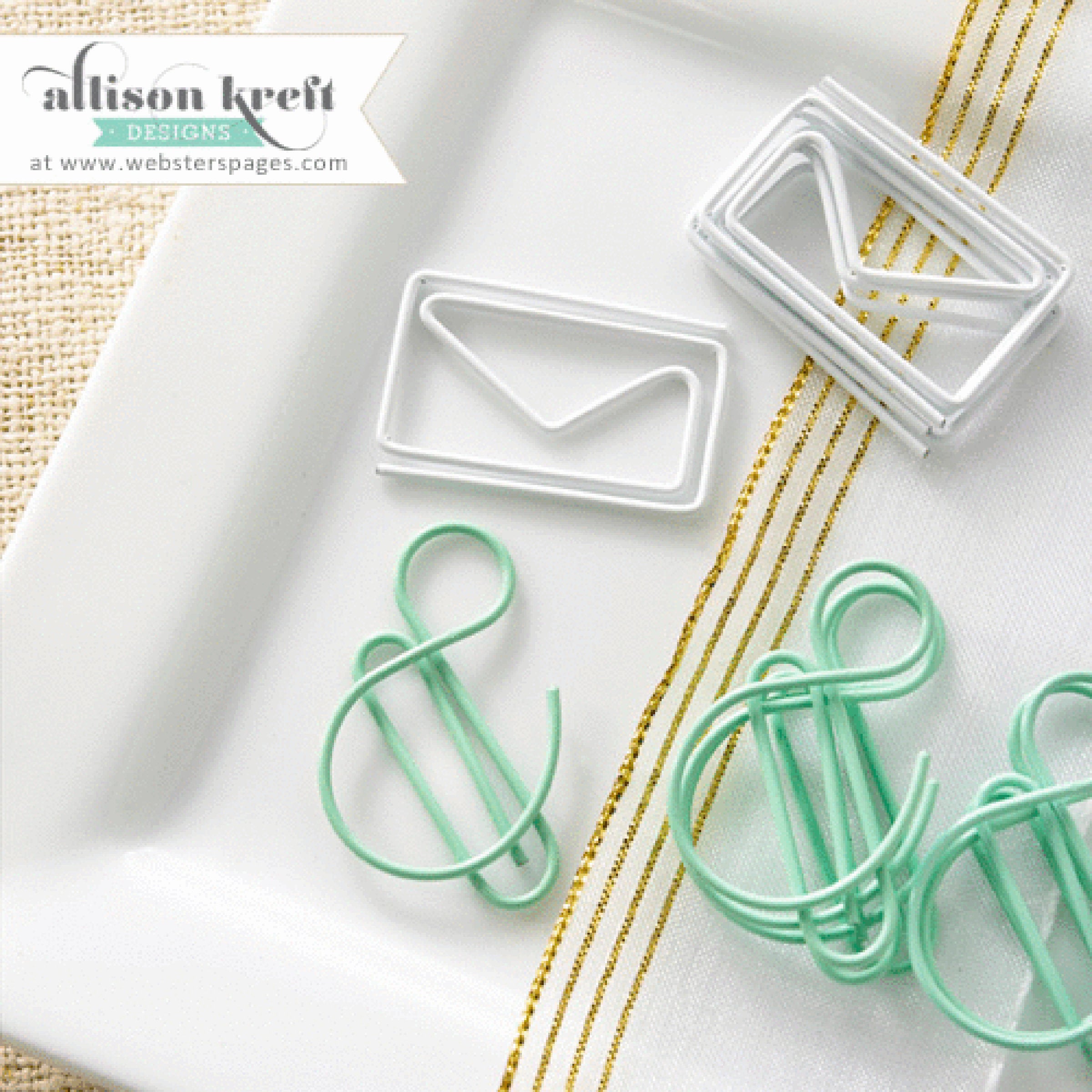 CLEARANCE!!! - Websters Pages Sprinkled with Love Paperclips,  Envelopes and Ampersands
