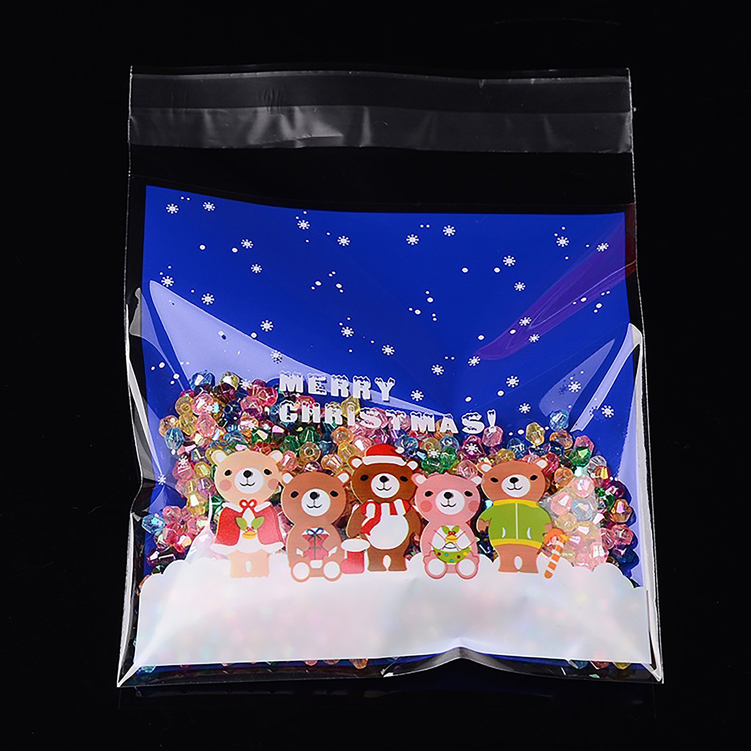 20/40/100pcs,  13cm x 9.9cm, Rectangle OPP Cellophane Bags, Christmas Theme - Snow Bears