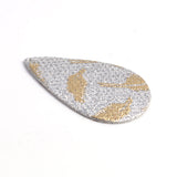 4pcs/6pcs, 36x22x1.9mm, PU Leather Drop Pendant with Sequins in Silver and Gold