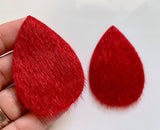 2pcs/4pcs, 60mmx40mm, Faux Fur Fabric Drop Shaped Die Cut / Pendant in Red Wine