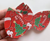 2pcs/4pcs, 60mmx40mm, PU Leather / Faux Leather Drop Shaped Die Cut / Pendant in Christmas Stocking Prints
