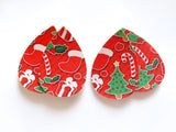 2pcs/4pcs, 60mmx40mm, PU Leather / Faux Leather Drop Shaped Die Cut / Pendant in Christmas Stocking Prints