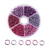 1 box (1,080 pcs), 6x0.8mm, 6 Colors Aluminum Wire Open Jump Rings  in Pink Violet Shades Mixed Color