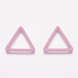 4pcs, Spray Painted Brass Linking Rings, Triangle, Flamingo