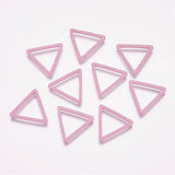 4pcs, Spray Painted Brass Linking Rings, Triangle, Flamingo