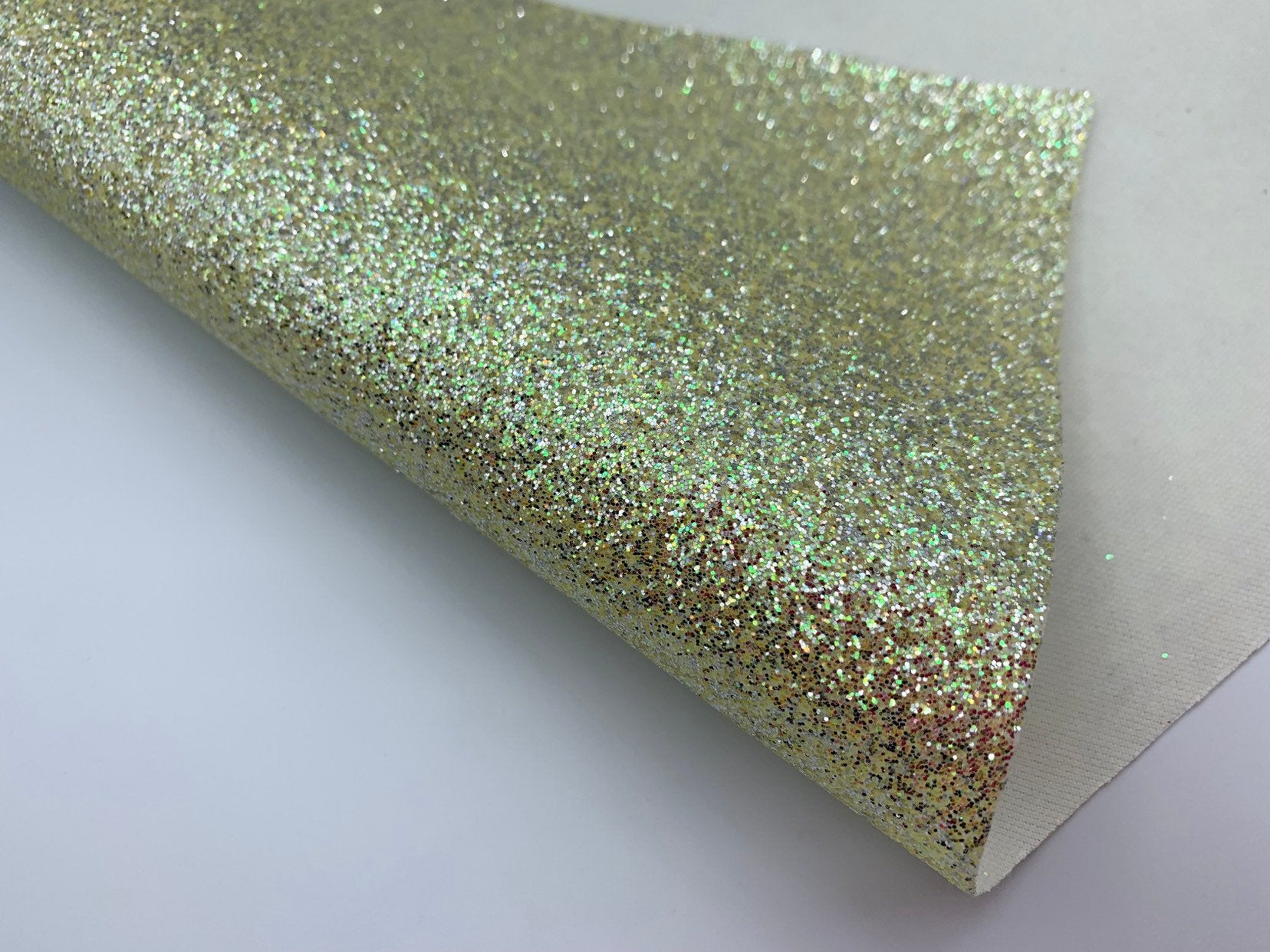 1 sheet, 20x34cm, Synthetic / Glittered PU Leather fabric for DIY earring pendants purse or bow in yellow and silver glitter