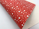 1 sheet, 20x34cm, Synthetic / PU Leather for DIY earring pendants purse or bow in red and white polka dot print